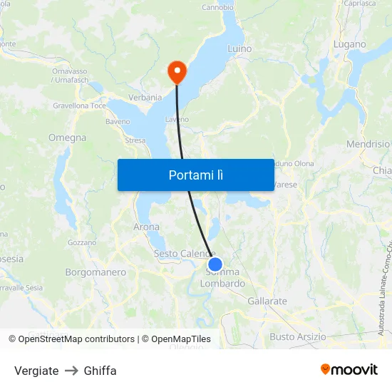 Vergiate to Ghiffa map