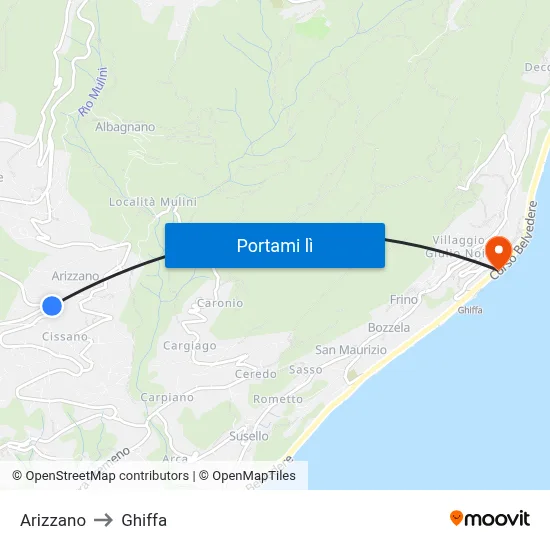 Arizzano to Ghiffa map
