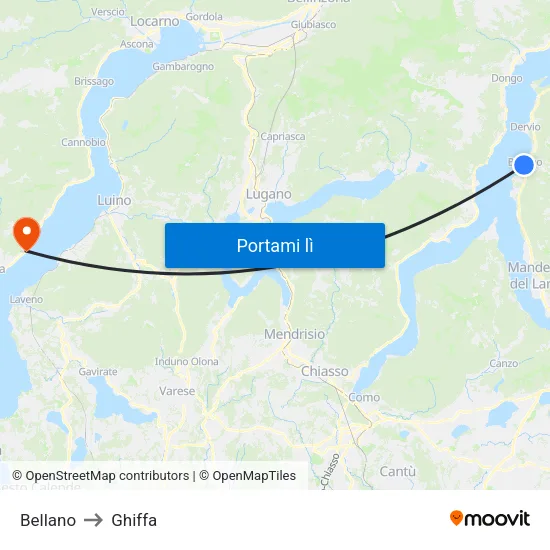 Bellano to Ghiffa map