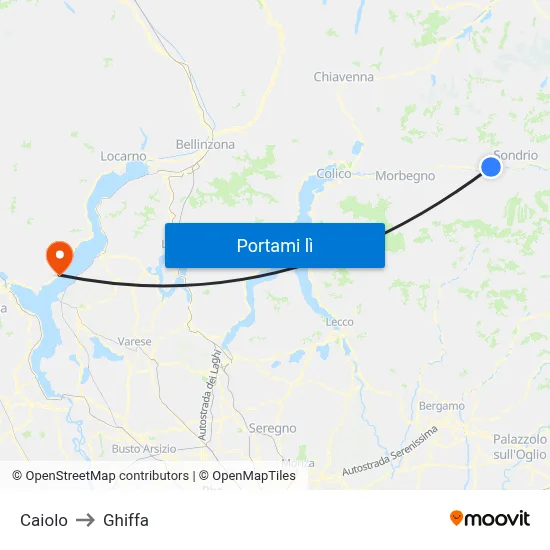 Caiolo to Ghiffa map