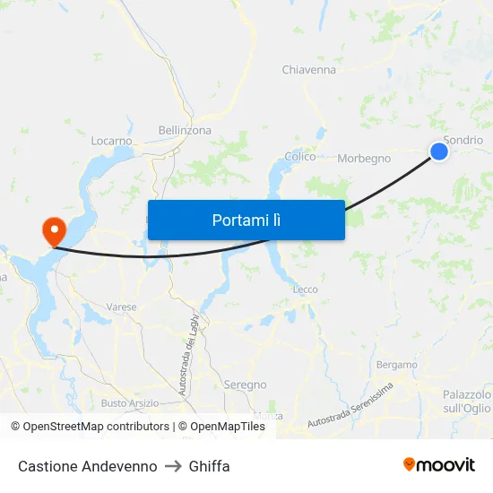 Castione Andevenno to Ghiffa map