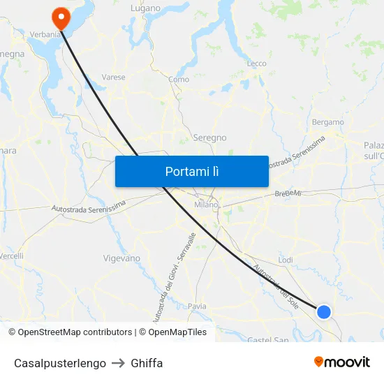 Casalpusterlengo to Ghiffa map