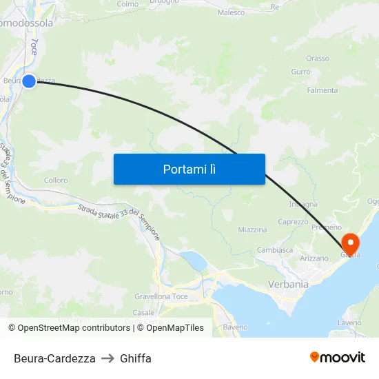 Beura-Cardezza to Ghiffa map