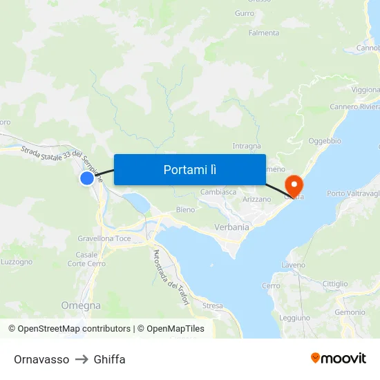 Ornavasso to Ghiffa map