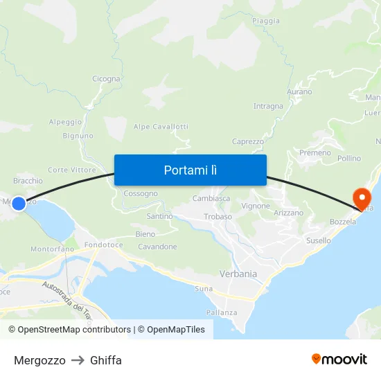 Mergozzo to Ghiffa map