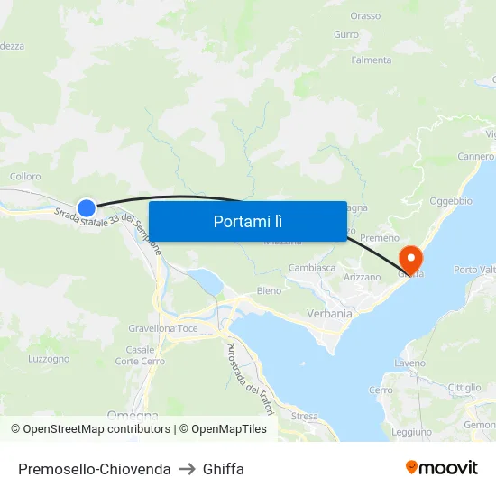Premosello-Chiovenda to Ghiffa map