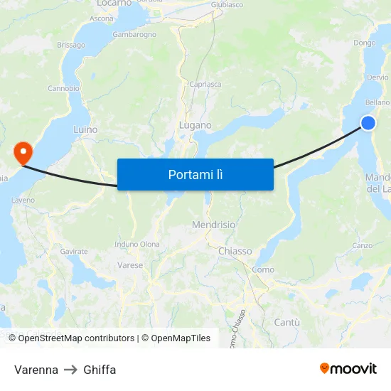 Varenna to Ghiffa map