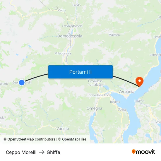 Ceppo Morelli to Ghiffa map