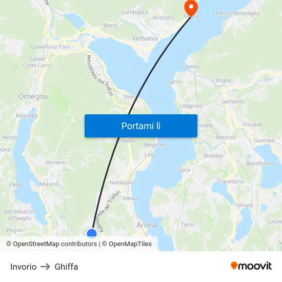 Invorio to Ghiffa map