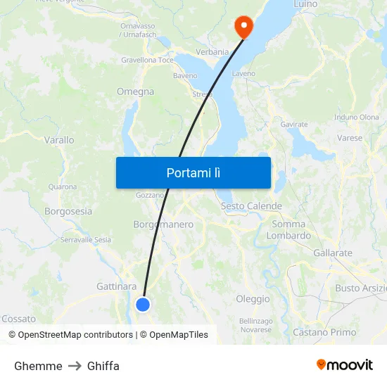 Ghemme to Ghiffa map