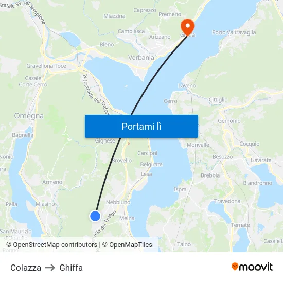 Colazza to Ghiffa map