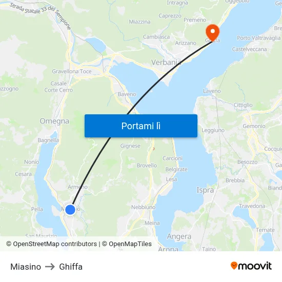 Miasino to Ghiffa map