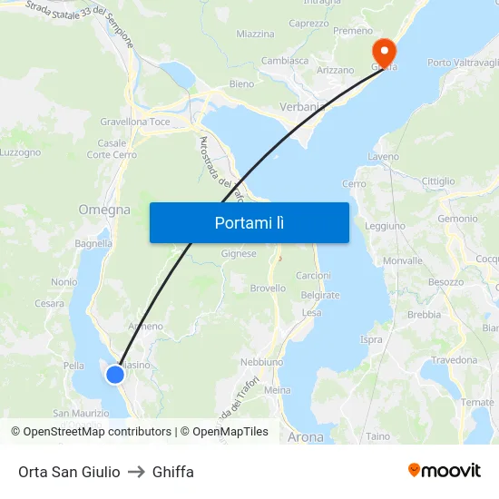 Orta San Giulio to Ghiffa map