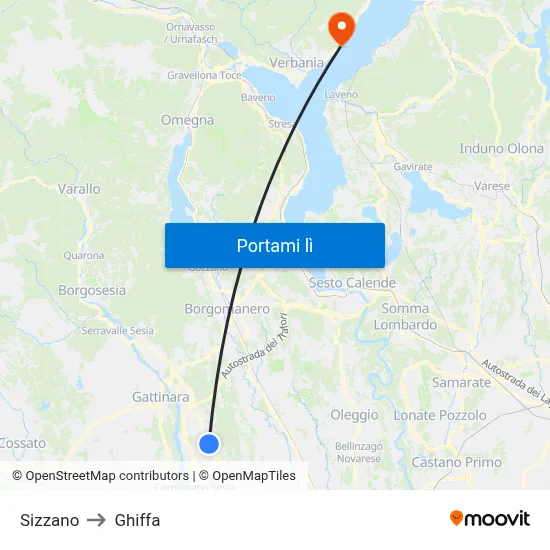 Sizzano to Ghiffa map
