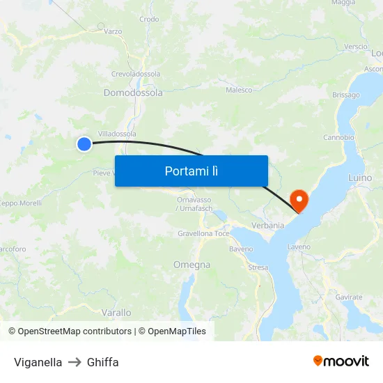 Viganella to Ghiffa map