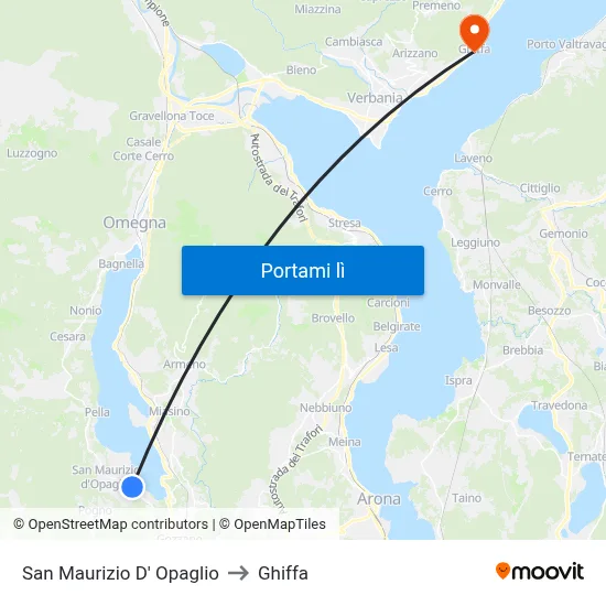 San Maurizio D' Opaglio to Ghiffa map