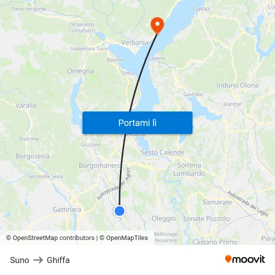 Suno to Ghiffa map