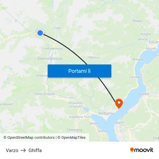 Varzo to Ghiffa map