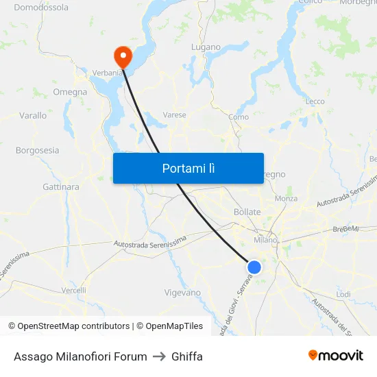 Assago Milanofiori Forum to Ghiffa map