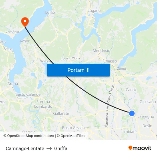 Camnago-Lentate to Ghiffa map