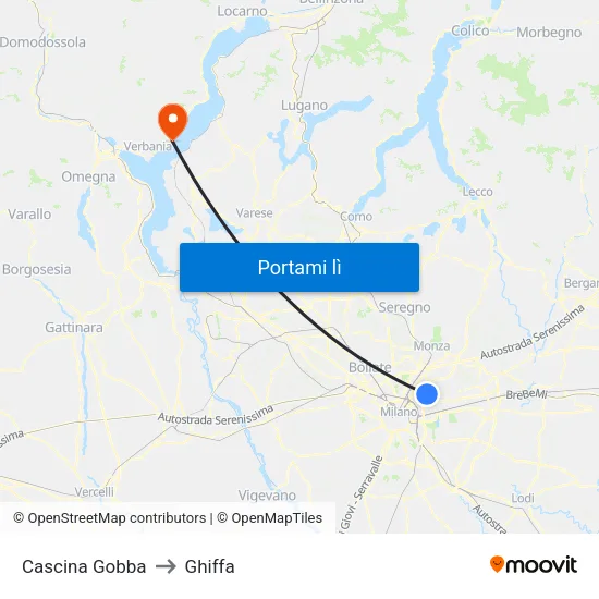 Cascina Gobba to Ghiffa map