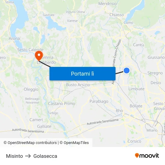 Misinto to Golasecca map