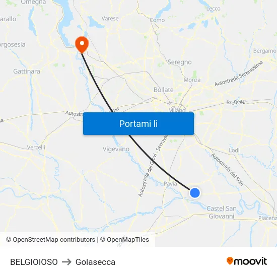 BELGIOIOSO to Golasecca map