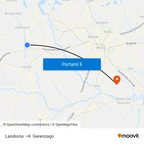 Landiona to Gerenzago map