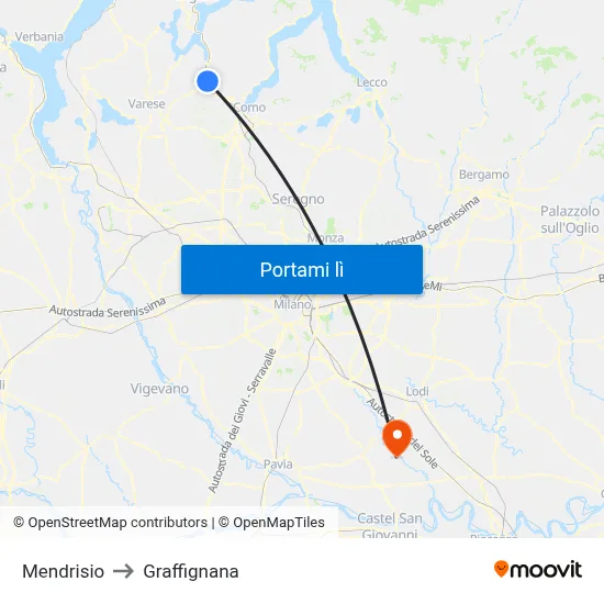 Mendrisio to Graffignana map