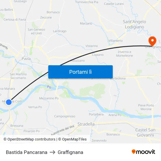 Bastida Pancarana to Graffignana map
