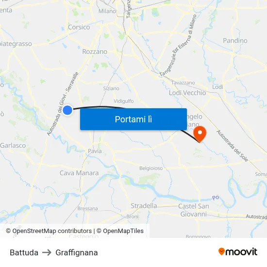 Battuda to Graffignana map