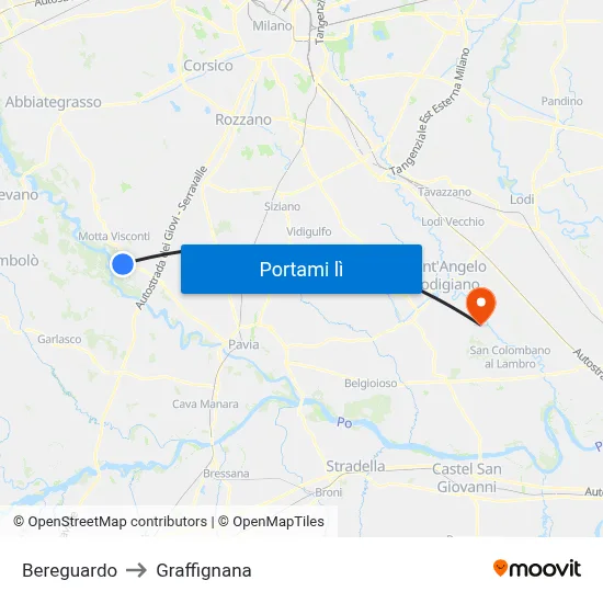 Bereguardo to Graffignana map