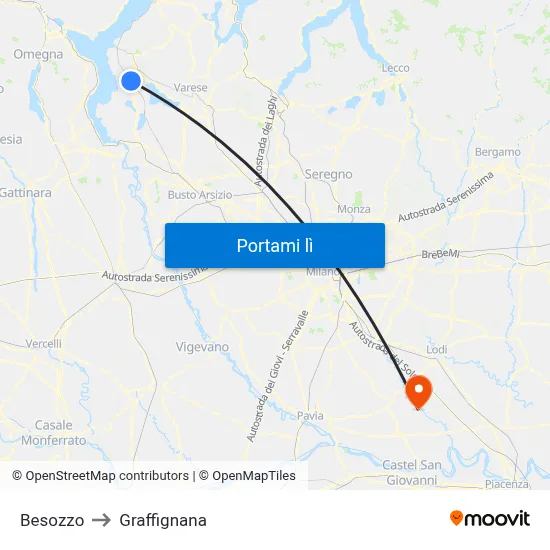 Besozzo to Graffignana map