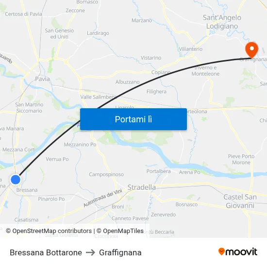 Bressana Bottarone to Graffignana map