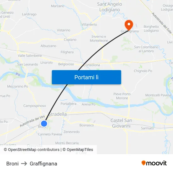 Broni to Graffignana map