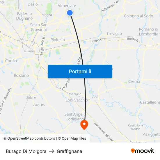 Burago Di Molgora to Graffignana map