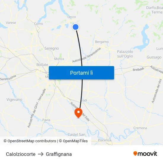 Calolziocorte to Graffignana map