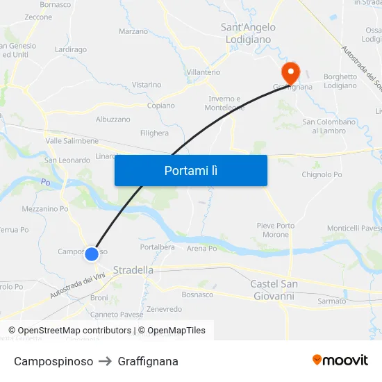 Campospinoso to Graffignana map