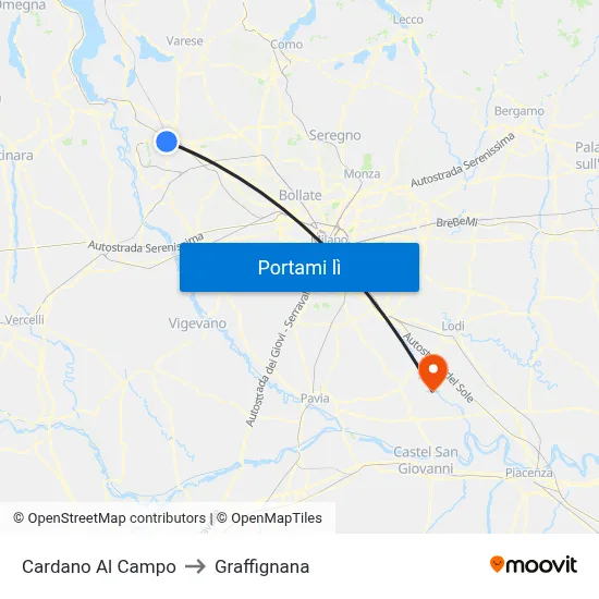 Cardano Al Campo to Graffignana map