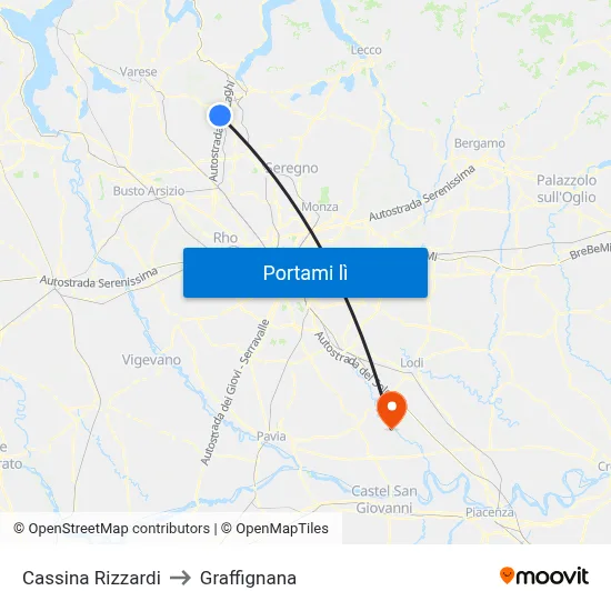 Cassina Rizzardi to Graffignana map