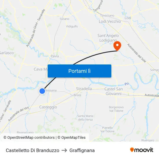 Castelletto Di Branduzzo to Graffignana map