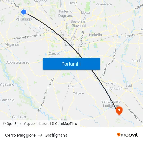 Cerro Maggiore to Graffignana map