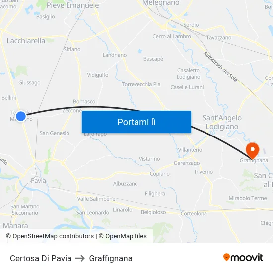 Certosa Di Pavia to Graffignana map