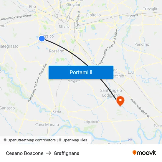 Cesano Boscone to Graffignana map