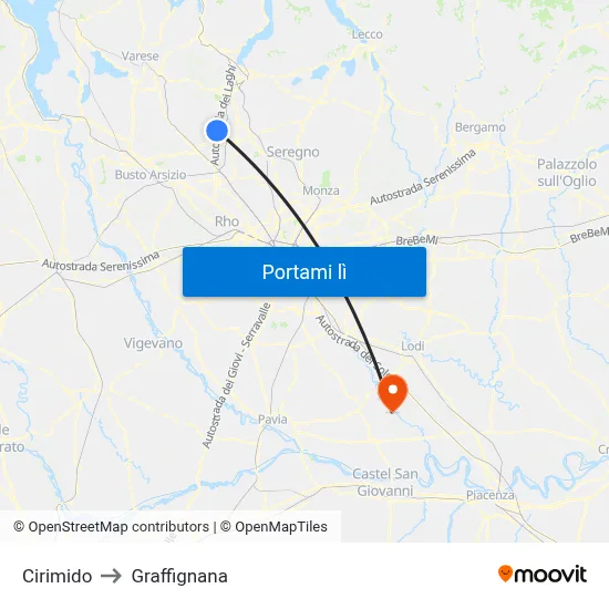 Cirimido to Graffignana map