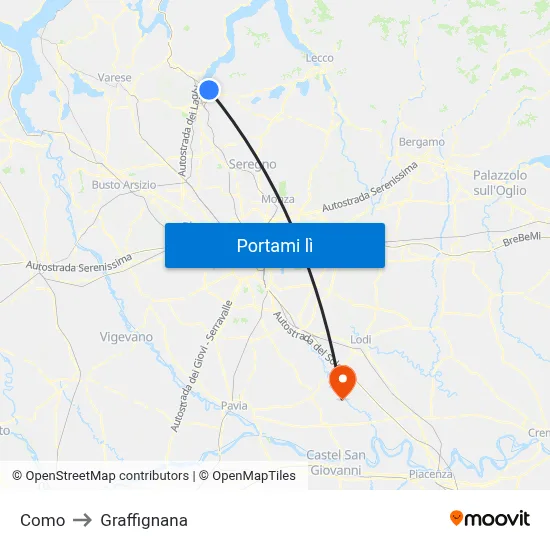 Como to Graffignana map