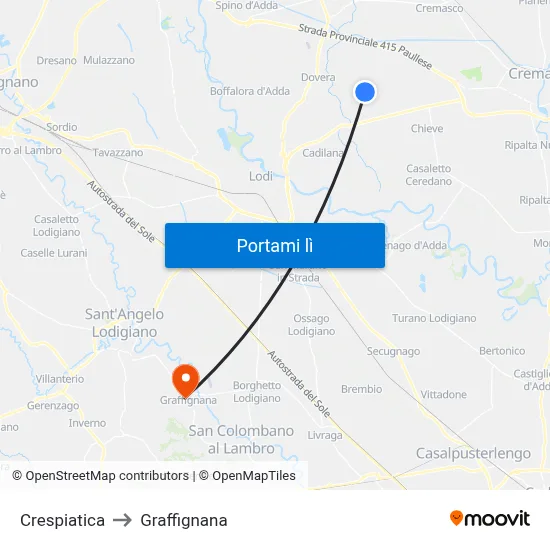 Crespiatica to Graffignana map