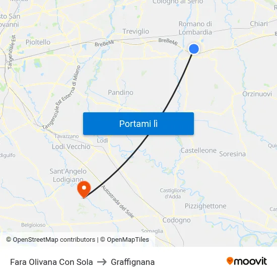 Fara Olivana Con Sola to Graffignana map