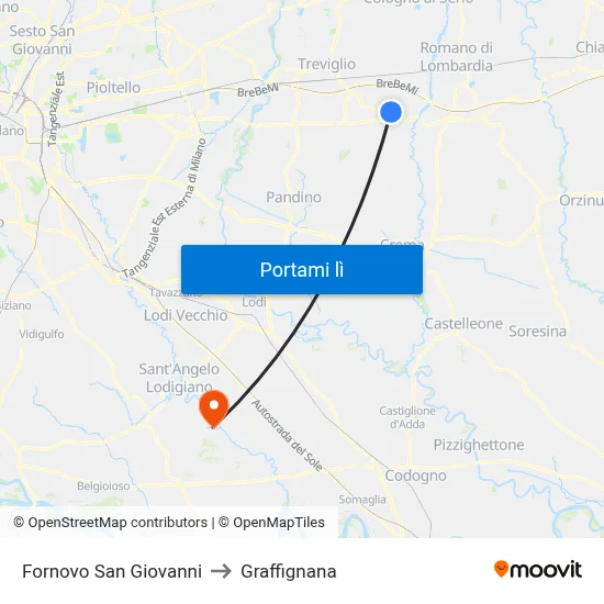 Fornovo San Giovanni to Graffignana map
