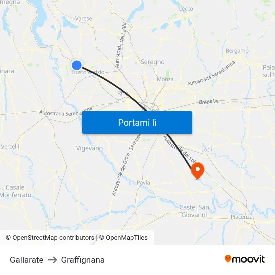 Gallarate to Graffignana map